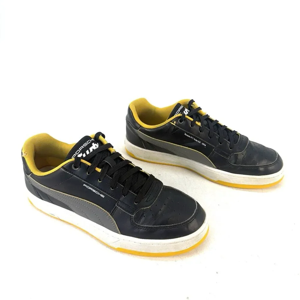 Mens Puma Porsche Legacy X Caven Shoes 8.5 308158-01 Turbo Driving Black Yellow